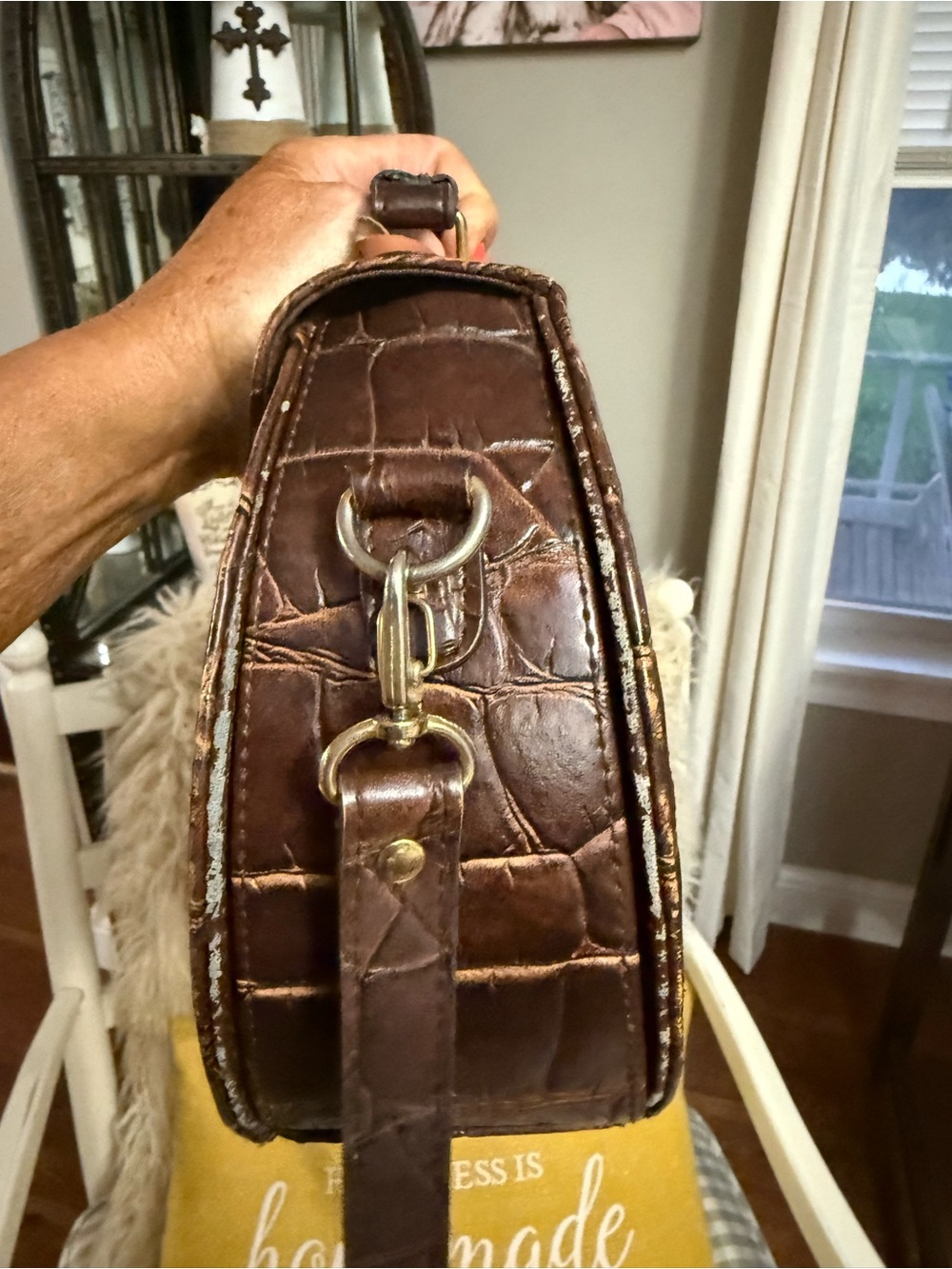 Dooney & Bourke Dark Brown Woven Leather Top-Handle Satchel - Picture 8 of 9